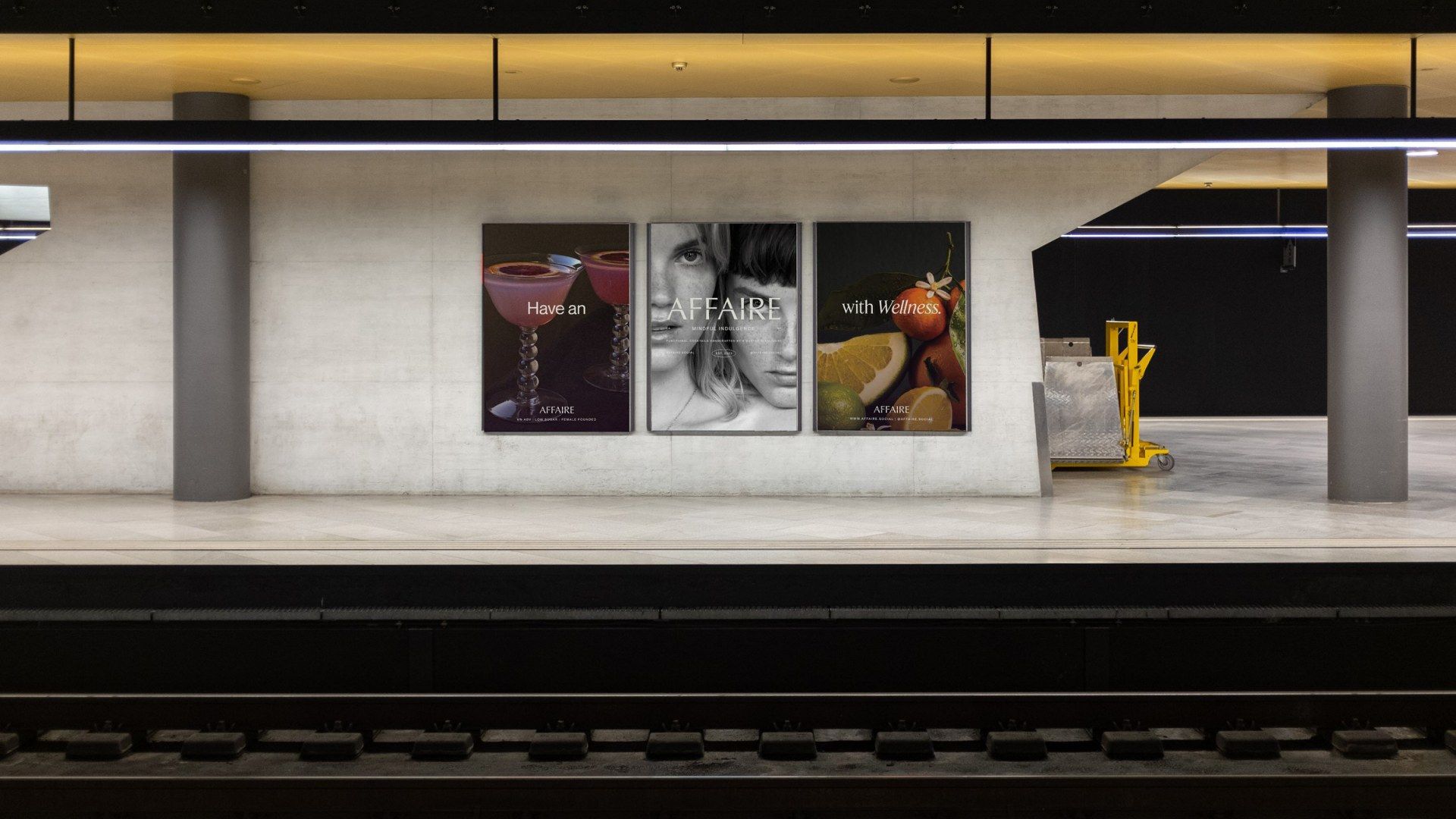 Out of home campaign for Affaire featuring subway posters by TRUFFL branding agency
